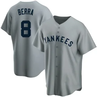 Youth Replica Gray Yogi Berra New York Yankees Road Cooperstown Collection Jersey